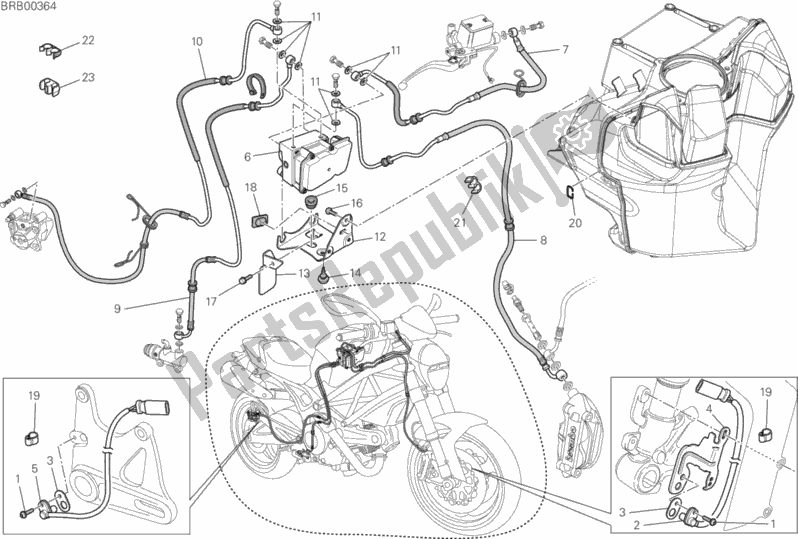 Alle onderdelen voor de Remsysteem Abs van de Ducati Monster 795 ABS Corse Stripe CHN-Thailand 2015